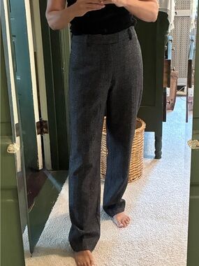 Ines de la Fressange x Uniqlo Women’s Charcoal Plaid Pants Wool-Blend Size 4